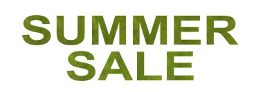 İfade Yaz Satışı. Harfler yeşil yapraktan oyulmuş. Macr