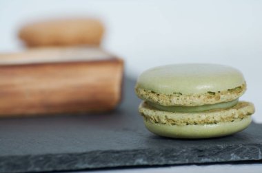 Kahvaltı macarons ahşap tahta