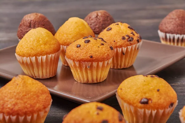 Délicieux Muffins Saveur Mini Chocolat Pour Petit Déjeuner — Photo