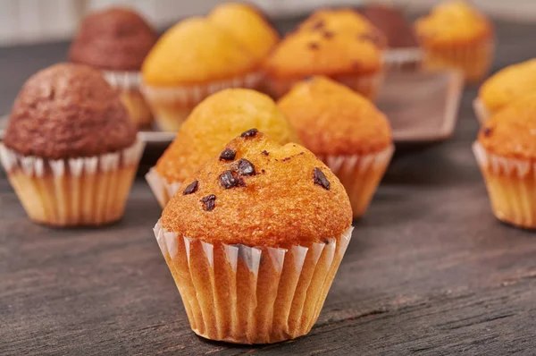 Lezat Mini Coklat Rasa Muffin Untuk Sarapan — Stok Foto