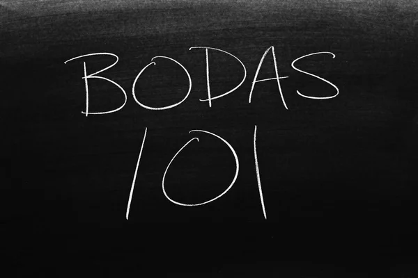 Las Palabras Bodas 101 Una Pizarra Tiza Traducción Bodas 101 —  Fotos de Stock