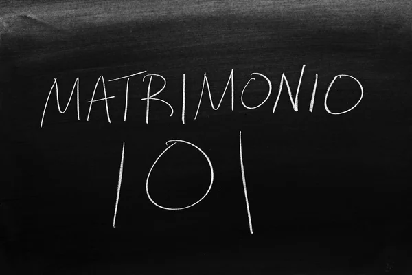 Woorden Matrimonio 101 Een Bord Met Krijt Vertaling Huwelijk 101 — Stockfoto