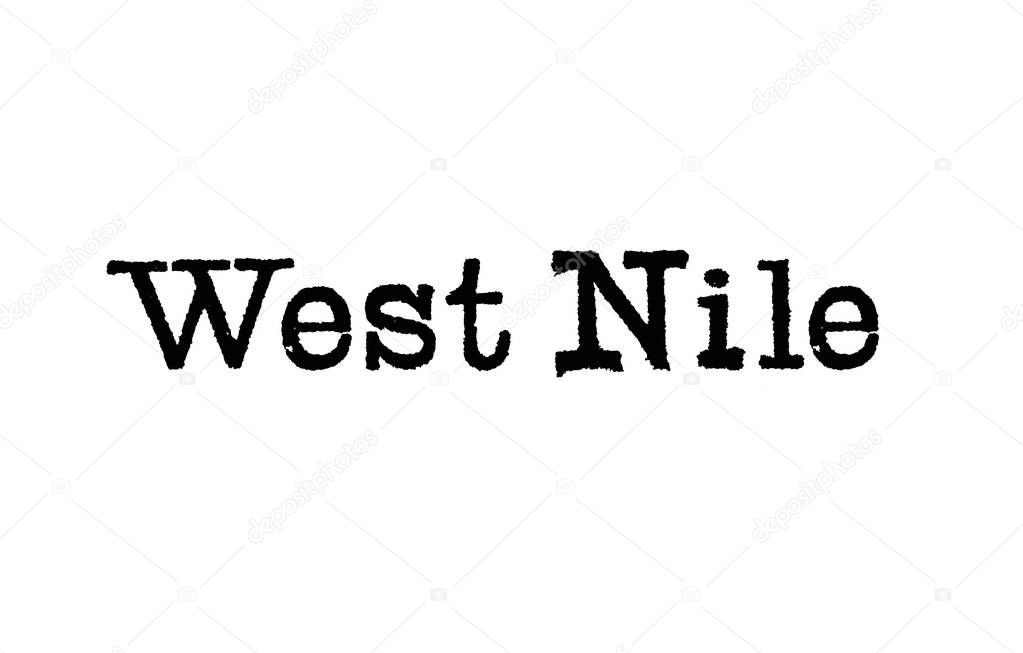 The word West Nile from a typewriter on a white background