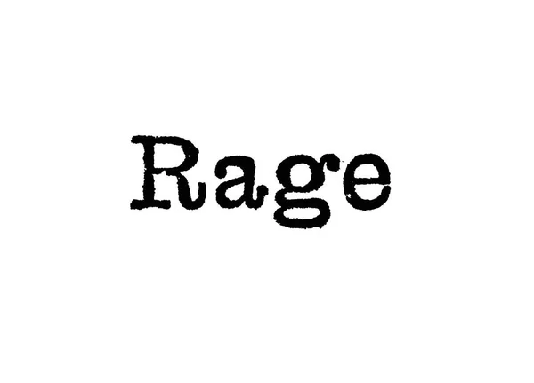 Szó Rage Egy Írógépet Egy Fehér Háttér — Stock Fotó