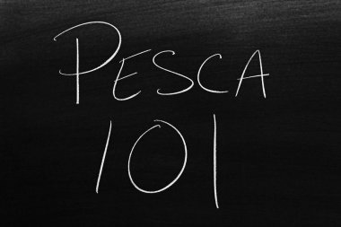 Kelimeleri Pesco 101 tebeşir bir tahta. Çeviri: 101 Balık tutma