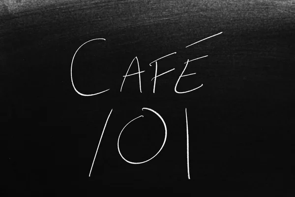 Die Worte Caf 101 Auf Einer Tafel Kreide Übersetzung Kaffee — Stockfoto