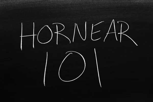 Las Palabras Hornear 101 Una Pizarra Con Tiza Traducción Hornear — Foto de Stock
