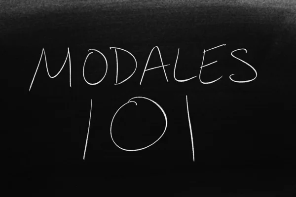 Las Palabras Modales 101 Una Pizarra Tiza Traducción Modales 101 —  Fotos de Stock