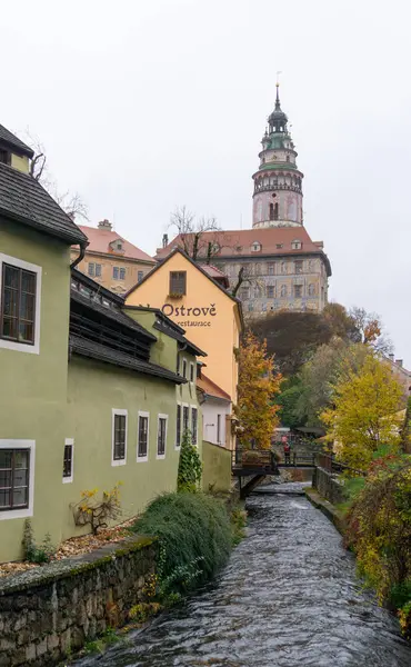 Cesky Krumlov Tchecoslováquia 2018 Castelo Cesky Krumlov Torre Estão Guarda — Fotografia de Stock