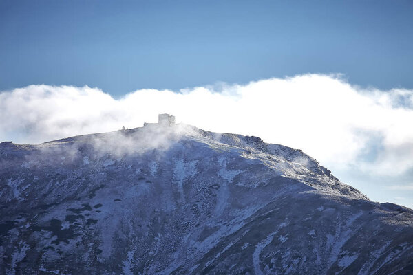 Observatory on the mountain Pip Ivan in clouds