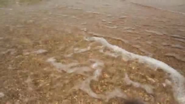 Videó a tengeri hullámokról és a homokos partokról. A tengerparti nyaralás és időtöltés fogalma — Stock videók