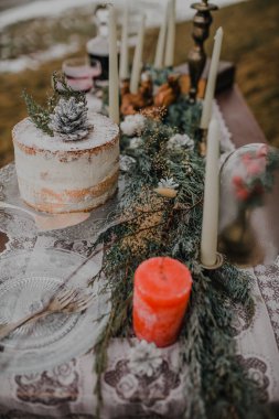 Kek tasarım kış düğün doğal tasarım için 
