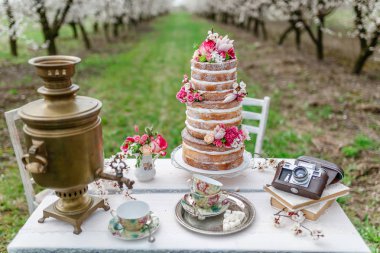 İlkbahar çiçekaçan bahçede geçen dekorasyon