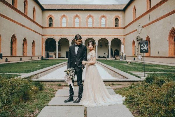 Wedding couple in the heart of Milan, Italy