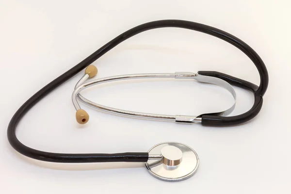 Stethoscope Black Tube Lies White Background Stock Image