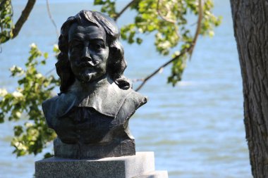 Samuel de Champlain adlı Acadie Historic Site Nova Scotia büstü