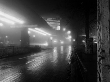 foggy night in Santiago de Chile clipart