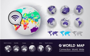 İnsanlar vektör çizim bağlantısı ile Dünya Haritası.