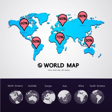 Grand dünya harita grafik öğesi vektör çizim.