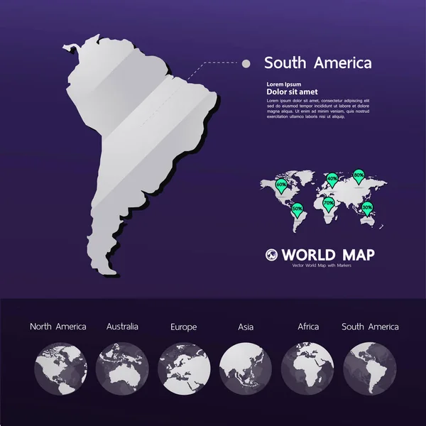 Grand World Mapa Gráfico Elemento Vector Ilustración — Vector de stock