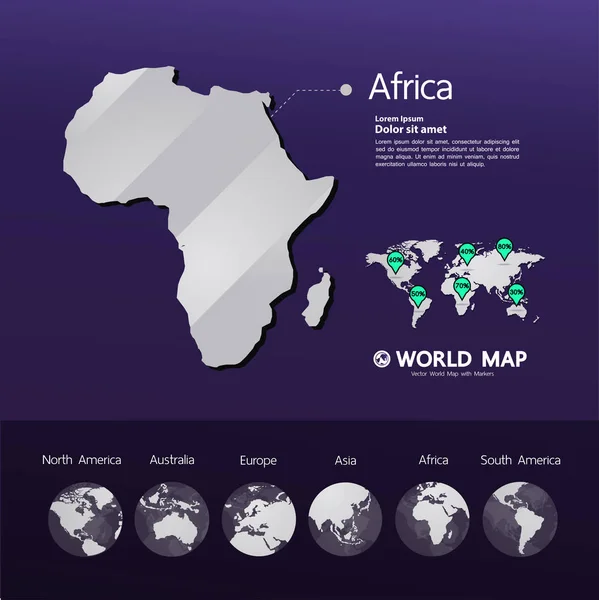 Grand World Mapa Gráfico Elemento Vector Ilustración — Vector de stock