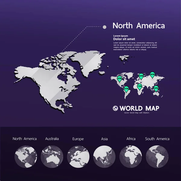 Große Weltkarte Grafisches Element Vektor Illustration — Stockvektor