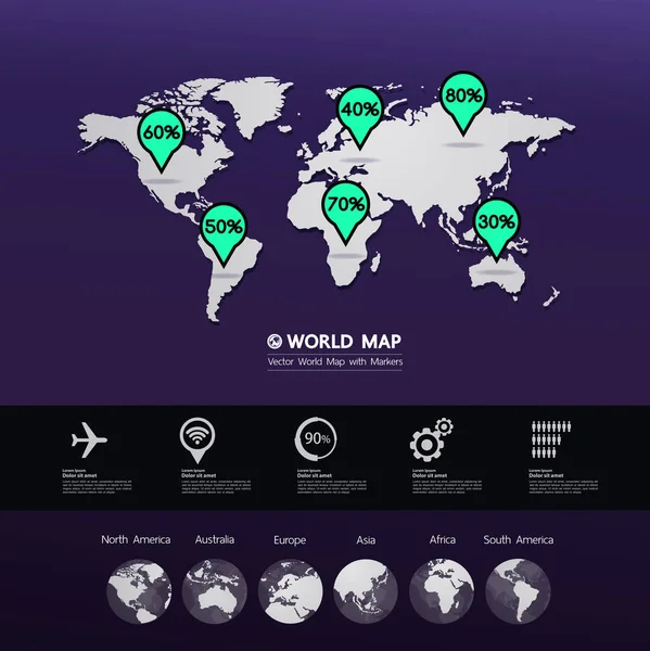 Slavnostní Svět Mapa Grafický Prvek Vektorové Ilustrace — Stockový vektor