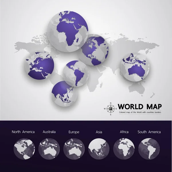 Grande Carte Monde Illustration Vectorielle Élément Graphique — Image vectorielle