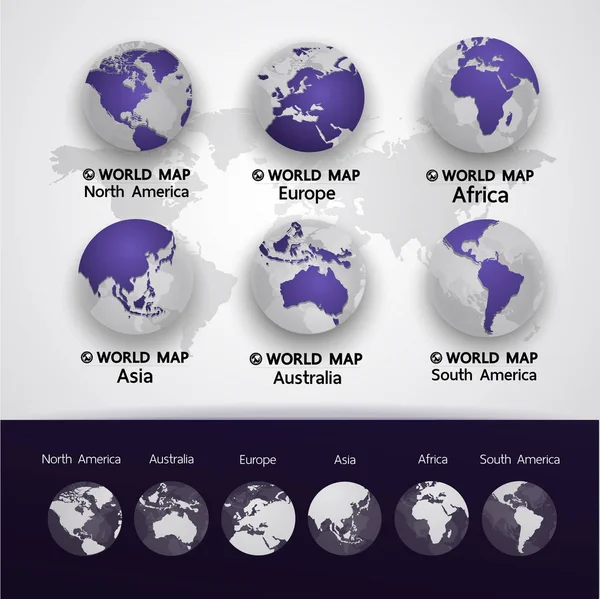 Grande Carte Monde Illustration Vectorielle Élément Graphique — Image vectorielle