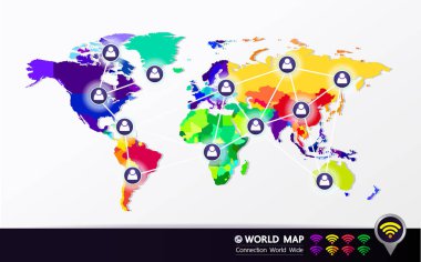 Grand dünya harita grafik öğesi vektör çizim.