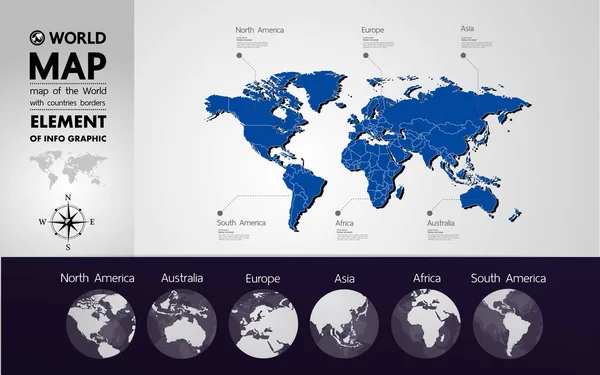 Grand Dünya Harita Grafik Öğesi Vektör Çizim — Stok Vektör