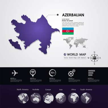 Azerbaycan harita vektör çizim.