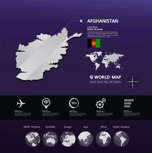 Ilustracja Wektorowa Mapa Afganistanu — Wektor stockowy