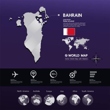 Bahreyn Haritası vektör çizim.