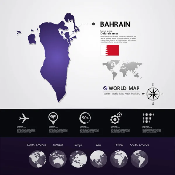 Bahrain Karte Vektor Illustration — Stockvektor