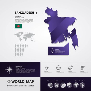 Bangladeş Haritası vektör çizim.