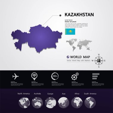 Kazakistan Haritası vektör çizim.
