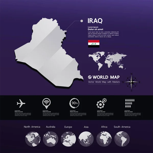 Iraq Mapa Vector Ilustración — Vector de stock