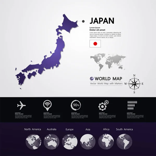 日本地図ベクトル図 — ストックベクタ