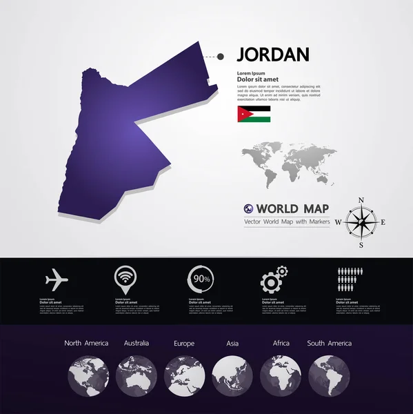 Ιορδανία Χάρτης Εικονογράφηση Διάνυσμα — Διανυσματικό Αρχείο