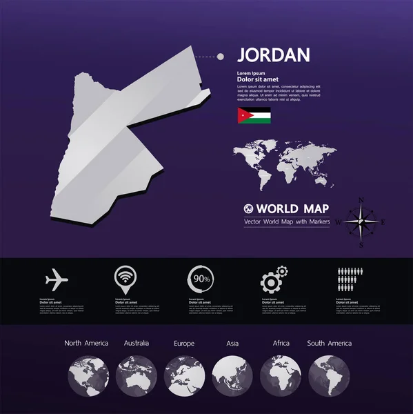 Ιορδανία Χάρτης Εικονογράφηση Διάνυσμα — Διανυσματικό Αρχείο
