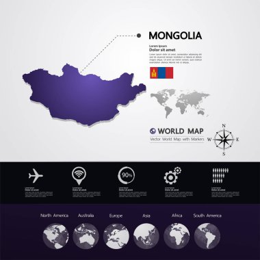 Moğolistan Haritası vektör çizim.