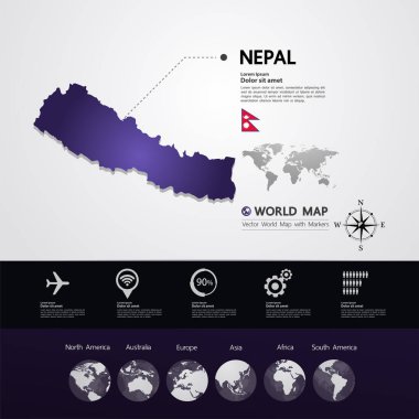 Nepal Haritası vektör çizim.