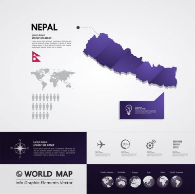 Nepal Haritası vektör çizim.