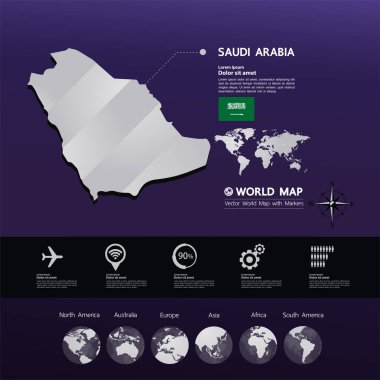 Suudi Arabistan harita vektör çizim.