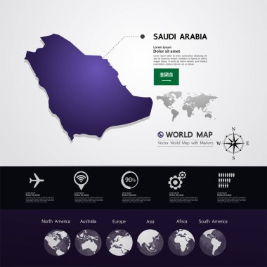 Suudi Arabistan harita vektör çizim.
