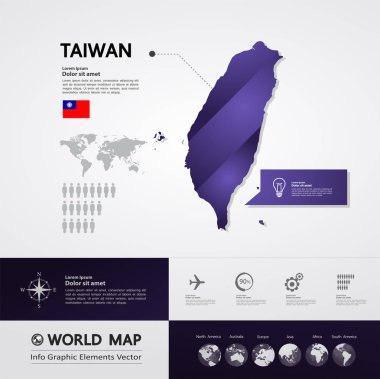 Tayvan Haritası vektör çizim.