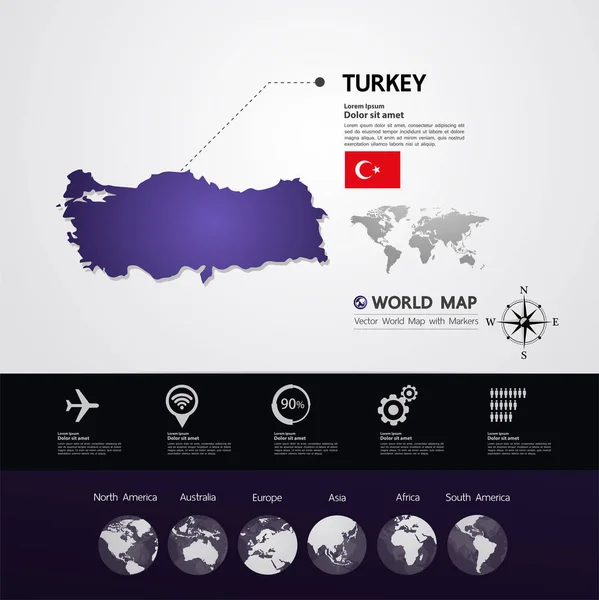 Turquía Mapa Vector Ilustración — Vector de stock