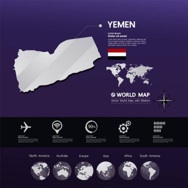 Yemen harita vektör çizim.