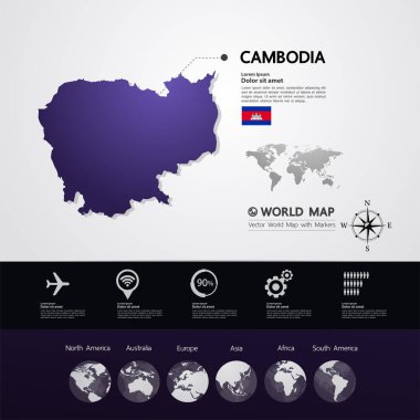 Kamboçya Haritası vektör çizim.